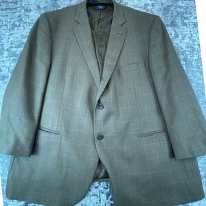 Pronto Uomo Platinum Men's 50 Short Wool Windowpane Herringbone Blazer Jacket